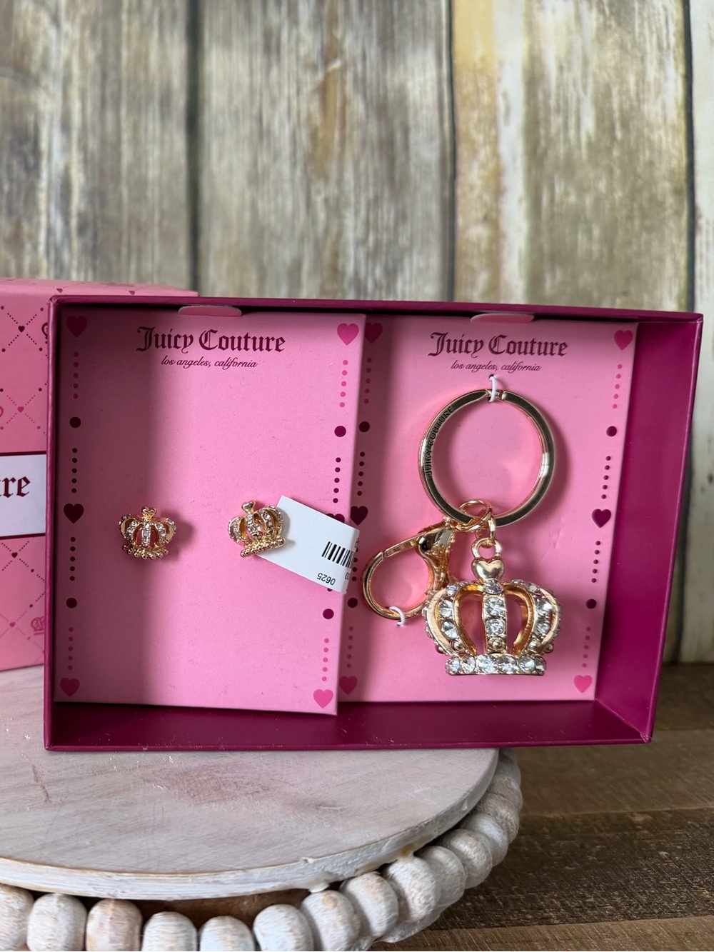 Juicy Couture Gold Crown Stud Earrings with Crystal Accents